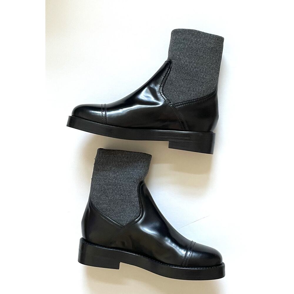 J. Crew Italian Leather Rib Cut Off Boots Black Size 7 NEW - Picture 6 of 8